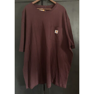 NWT Carhartt Men K87 Merlot 2XLT Loose Fit Heavyweight Short Sleeve Pocket Shirt
